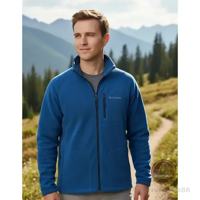 Jaqueta Fleece Columbia Masculina Fast Trek Ii Azul