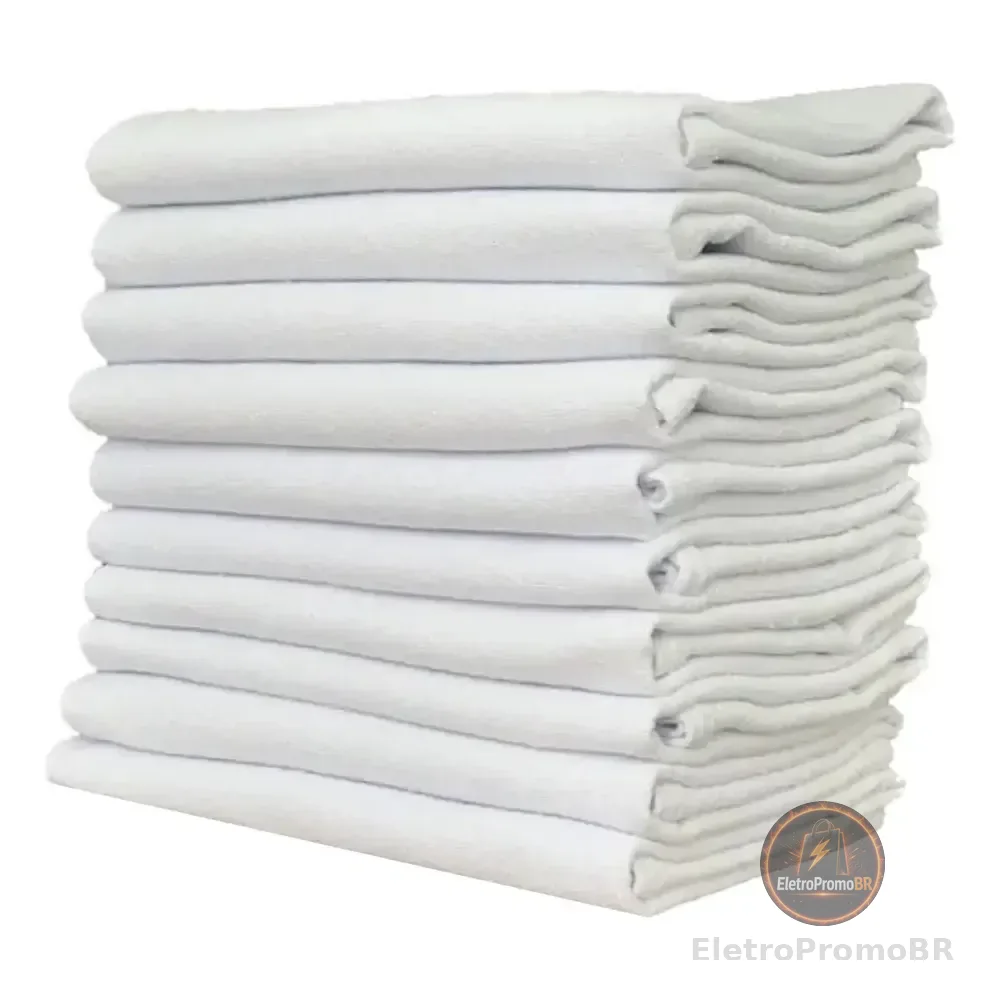 Kit 10 Panos De Prato Branco Liso 100% Algodão 66x41cm Pé De Galinha