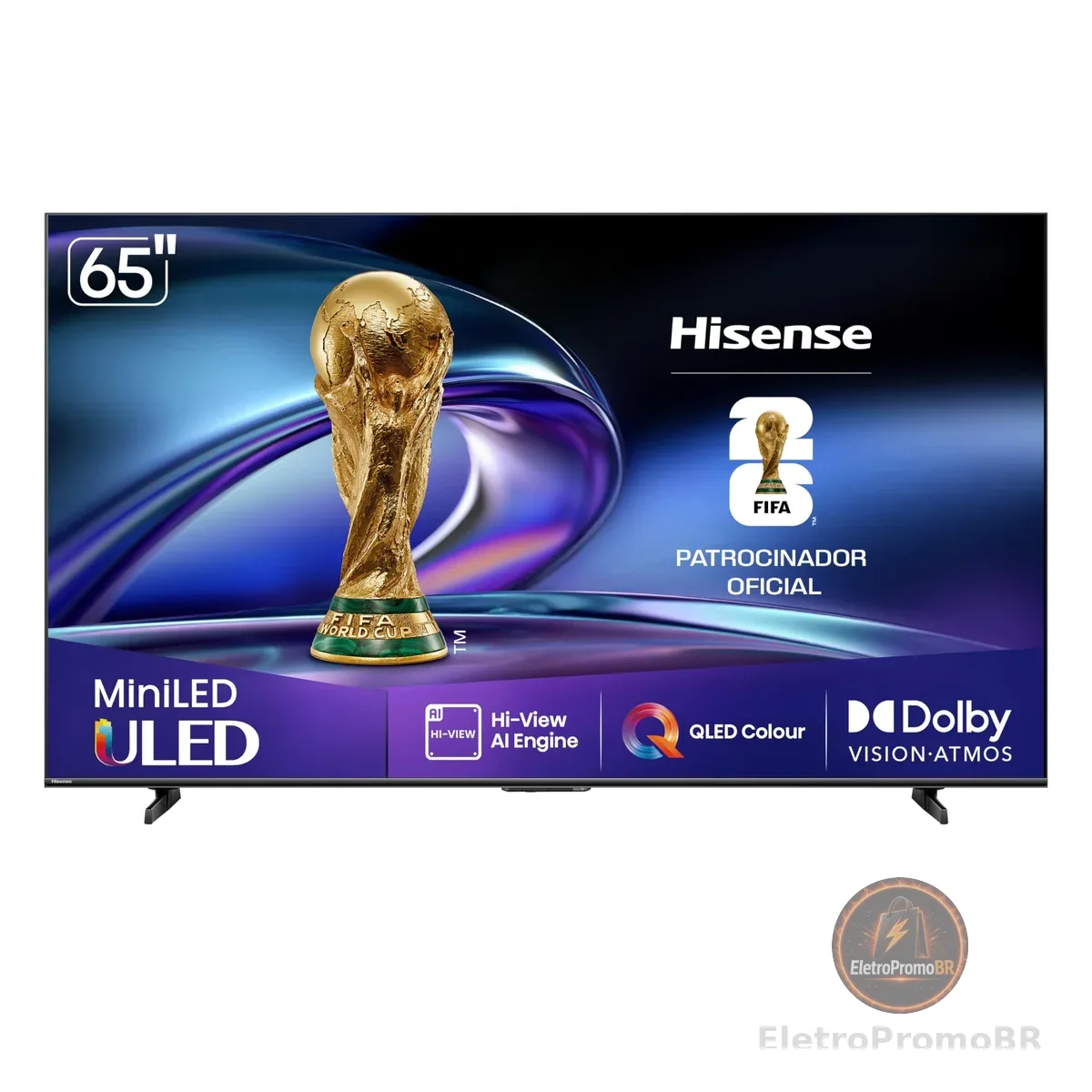 Hisense Smart TV 4K 65" Polegadas 65U6QV Mini LED com Dolby Vision, HDR10+, HDR10+ Adaptive, Dolby Vision IQ, Modo FilmMaker, Dolby Atmos, Compatibilidade Alexa, Google Home