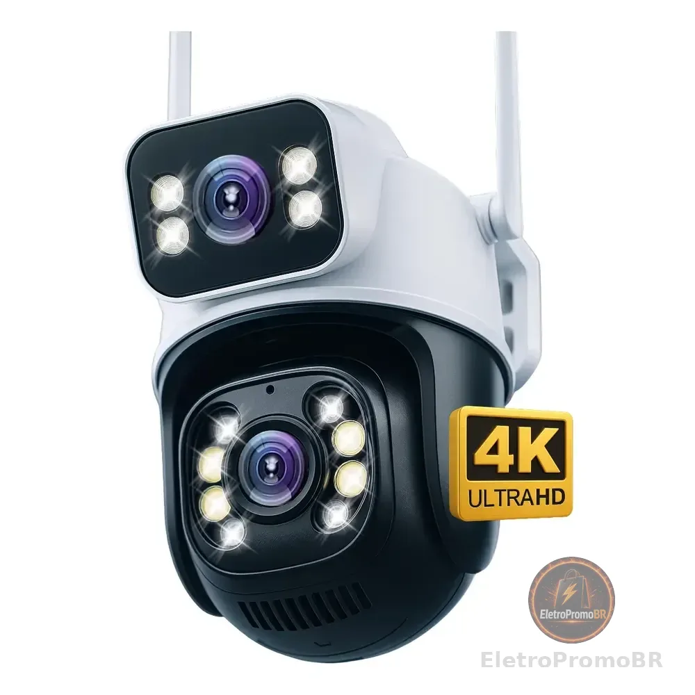 Câmera Segurança Ip Externa Wifi A28 App Icsee À Prova Dágua Ip66 Dome Lente Dupla Lentes 2 Em 1 Vigilancia Visão Noturna Infravermelho  4k Uhd Nova Geração Lançamento 2026 Nexgen