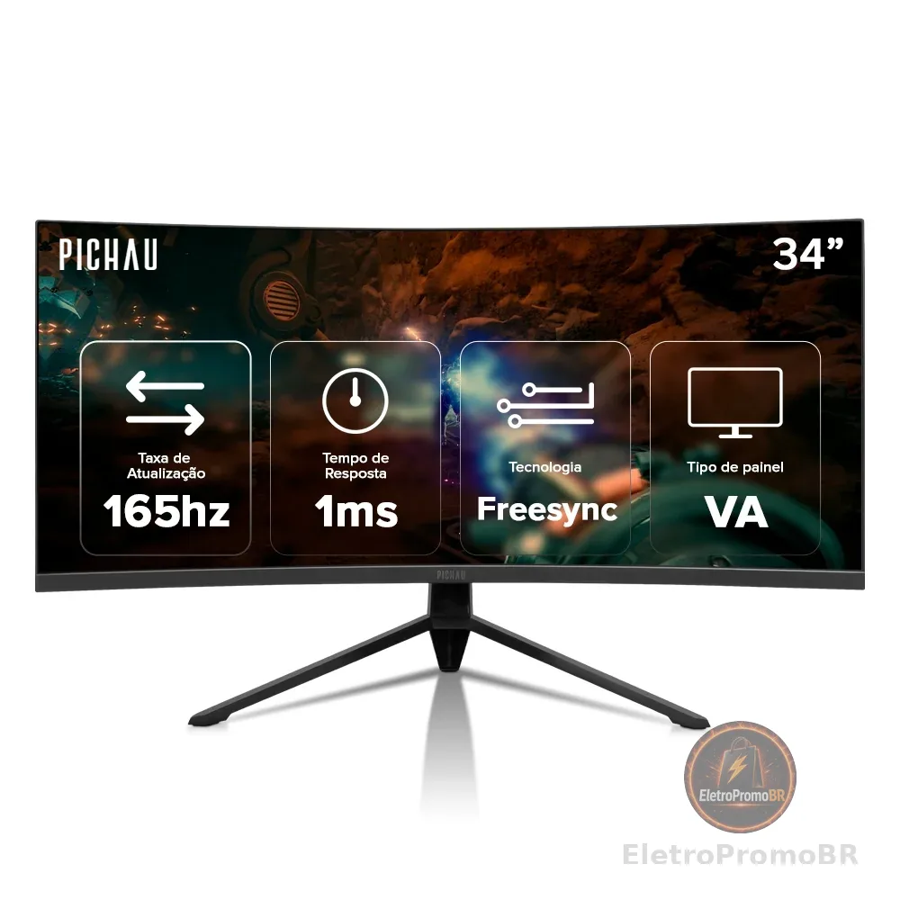 Monitor Gamer Pichau Nexus 34 GO, 34 Pol,VA, Ultrawide, Curvo WQHD, 1ms, 165Hz, HDMI/DP, PG-NXS34GO-BL01