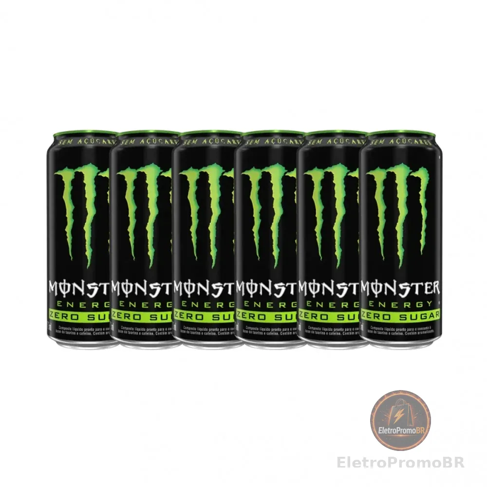 Kit com 6 Energético Zero Açúcar Monster 473ml