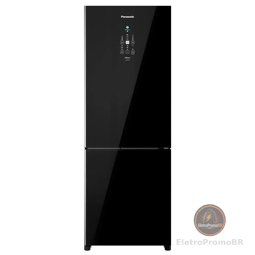 Refrigerador Bottom Freezer Inverter Panasonic de 02 Portas Frost Free com 511 Litros Black Glass - NR-BB71GV7B