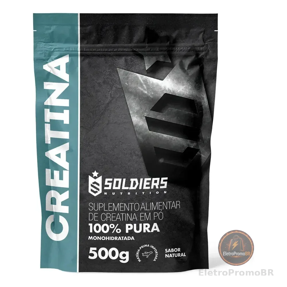 Creatina Monohidratada 500g Soldiers Nutrition 100% Pura Importada Alta Performance Músculo Treino Sem Sabor
