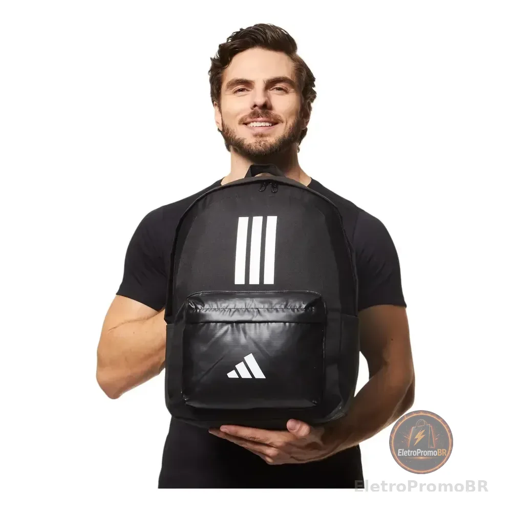 Mochila Clássica Treino 3 Listras adidas Preto Liso