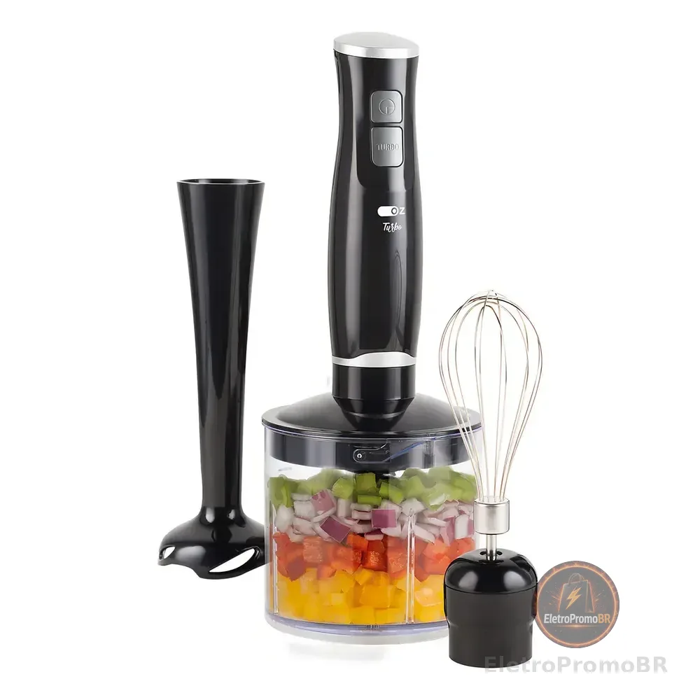 Mixer Turbo Chef 3 Em 1 250w Misturador Triturador E Fuet Portátil Mx4000 Oz