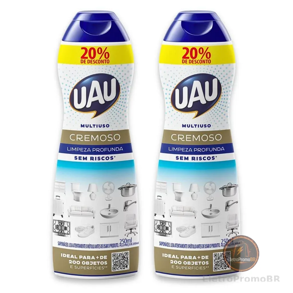 Kit 2un Saponáceo Cremoso UAU Tradicional 250ml Promo