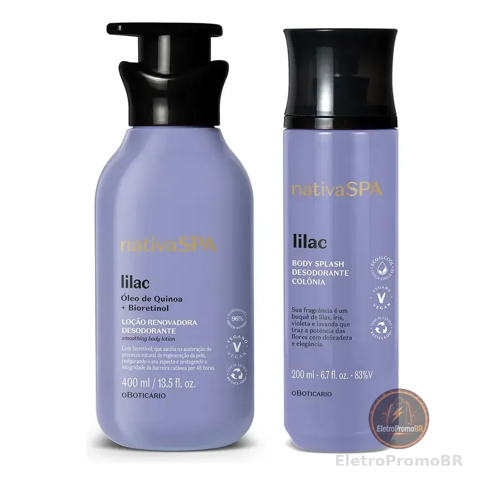 Nativa Spa Lilac: Loção Corporal 400ml + Body Splash 200ml