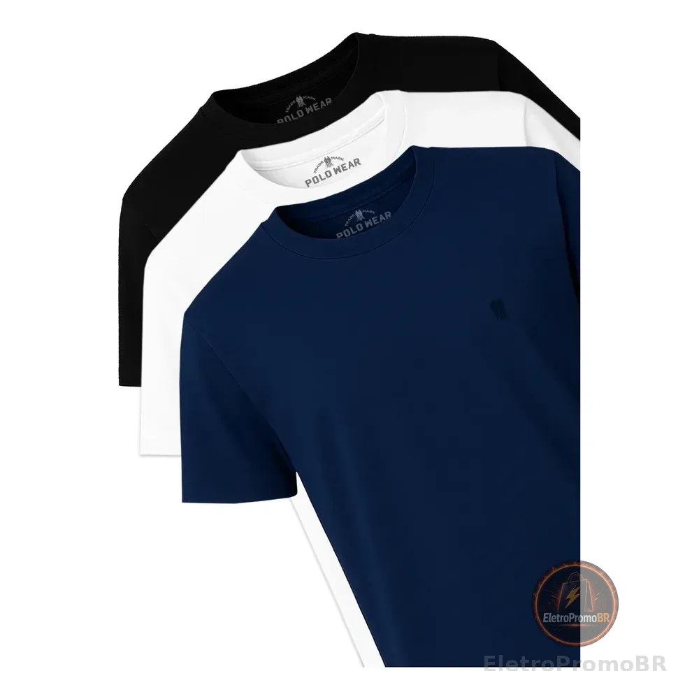 Kit 3 Camisetas Masculinas Polo Wear Sortido 1 M Lisa