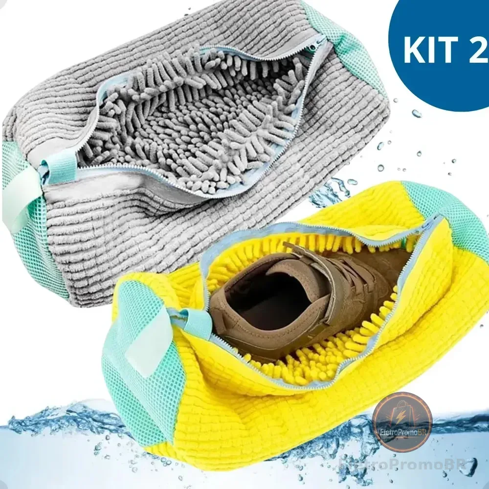 Kit com 2 Sacos De Lavagem para Sapatos Máquina de Lavar