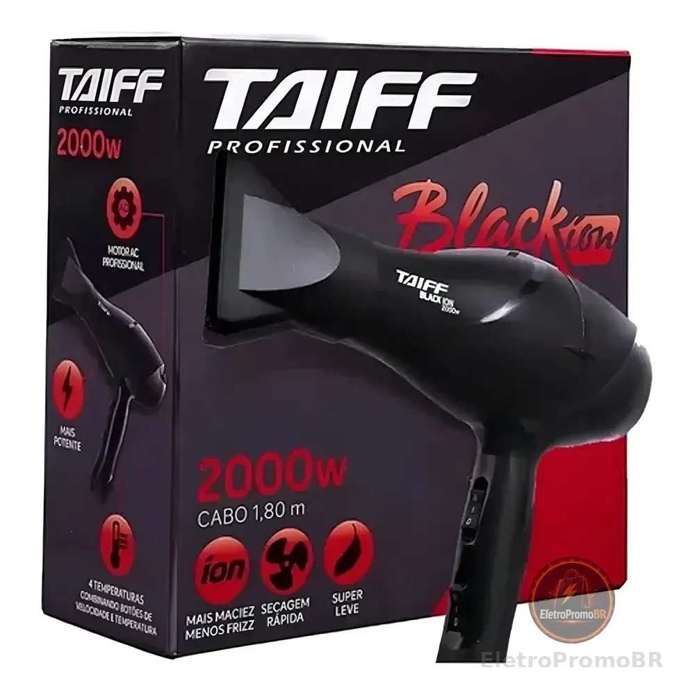 Taiff Profissional Black Ion Secador De Cabelo 2000 Watts Preto 220v