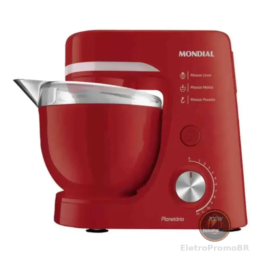 Batedeira Planetária Bp-03-r 12 Velocidades 700w Mondial Vermelho 127v
