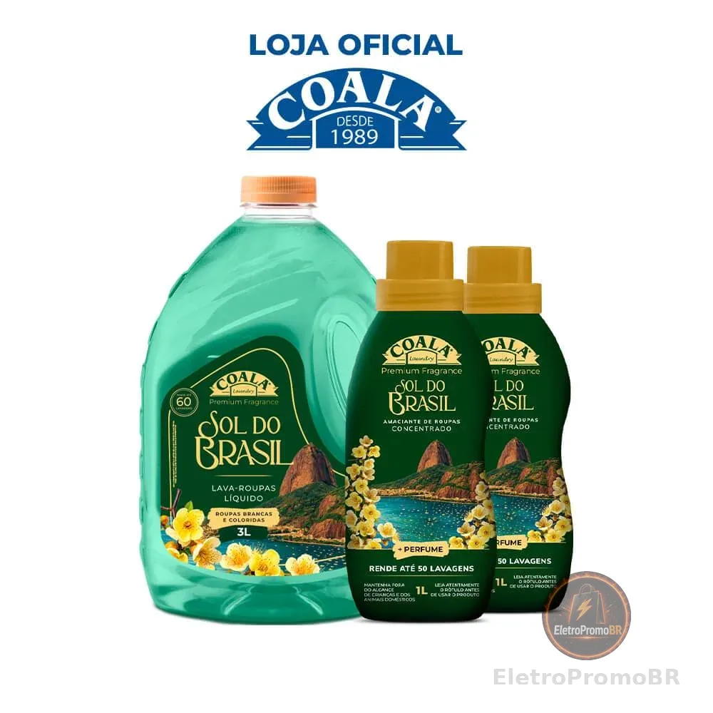 Kit Coala Laundry 1 Lava Roupas 3L + 2 Amaciante - Sol do Brasil