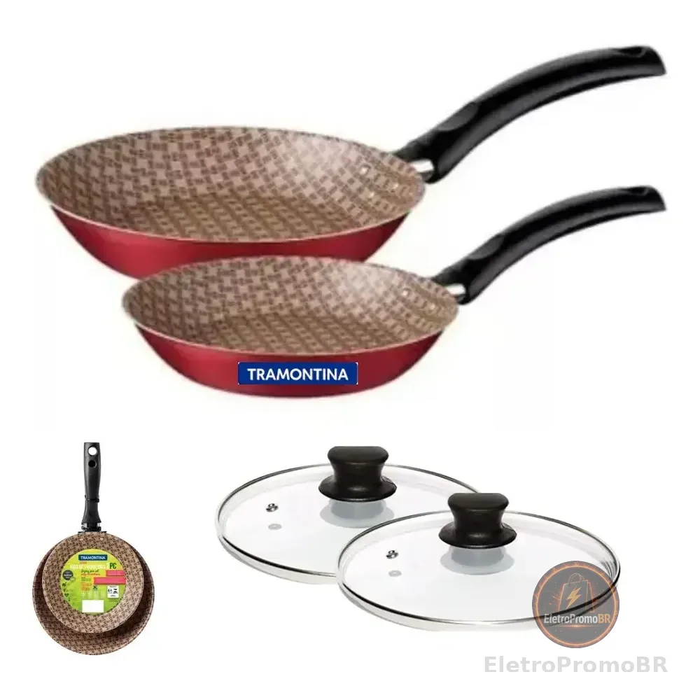 Frigideira Tramontina Turim Com Tampa 16 E 20 Cm Vermelho