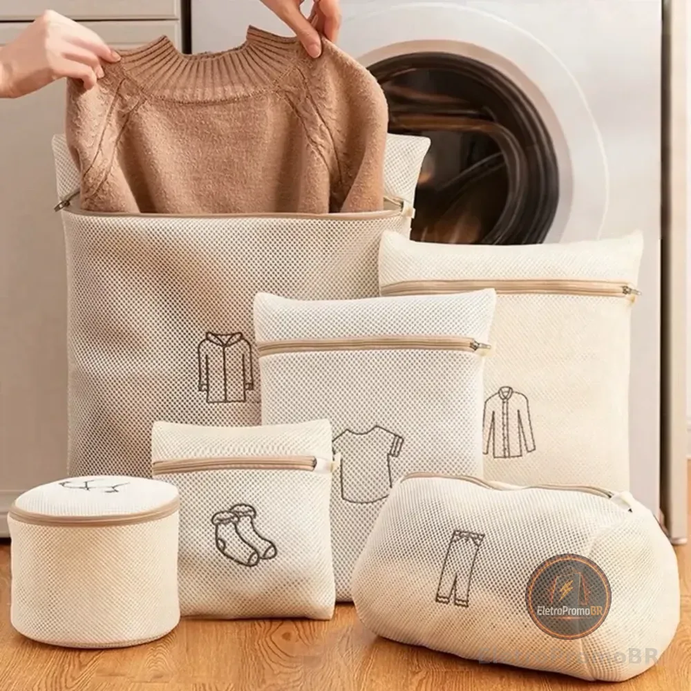 Kit 6 Sacos Protetores Maquina Lava Roupas Delicadas Íntimas Nude