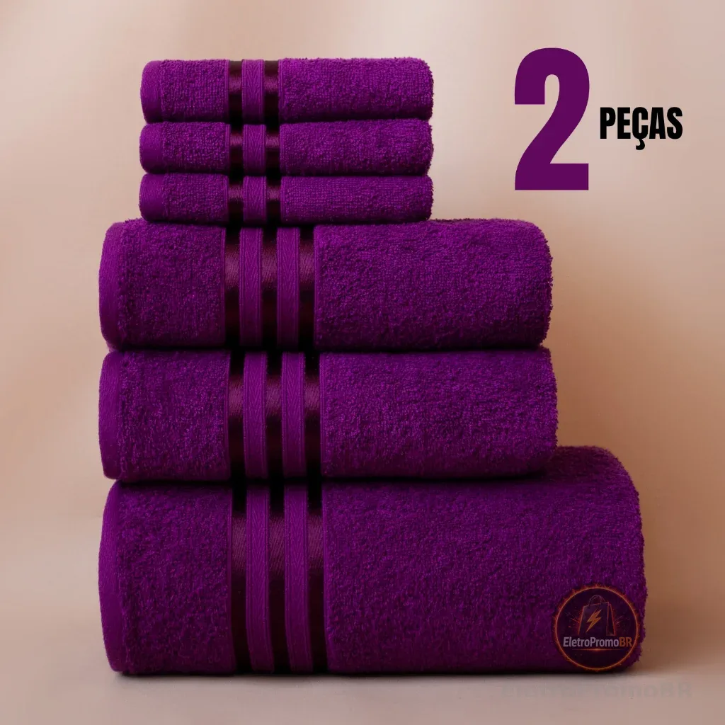 KIT 2 Toalhas - Banho e Rosto Grande Macia 100% Algodão Ótima Absorção