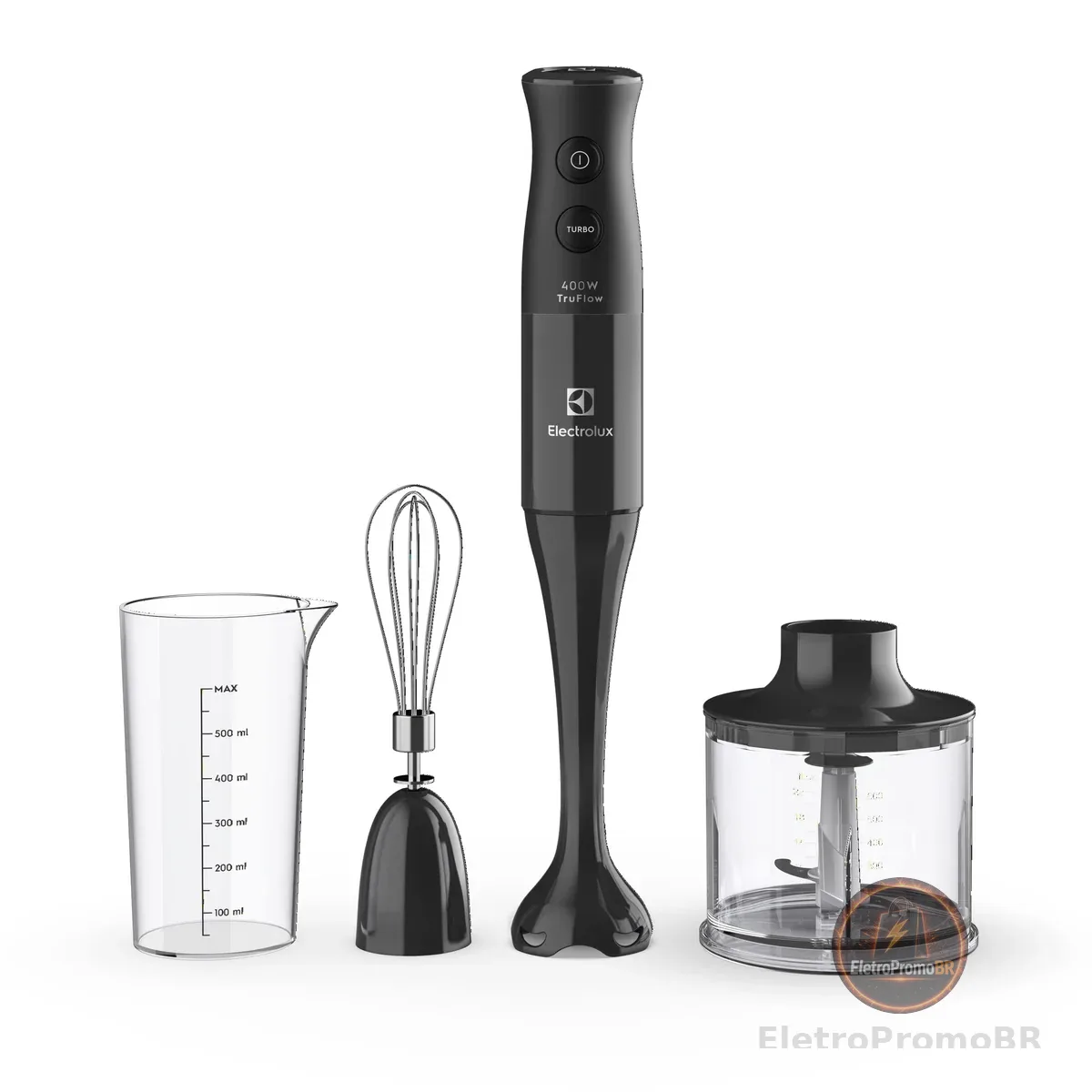 Electrolux Mixer Misturador Multiuso 3 em 1 400W 2 velocidades 3 acessórios mini processador capacidade resistente temperatura 600ml livre BPA EIB10 preto 220v