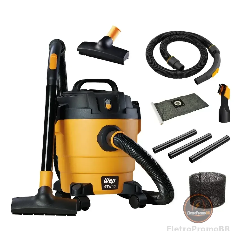 Aspirador De Pó E Água Wap Gtw 10 1400w De Potência Com Bocal De Sopro Amarelo/preto 220v