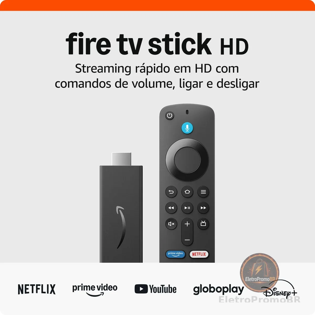 Fire TV Stick HD (Geração mais recente) | Com controle remoto por voz com Alexa (inclui comandos de TV), controles de casa inteligente e streaming em HD