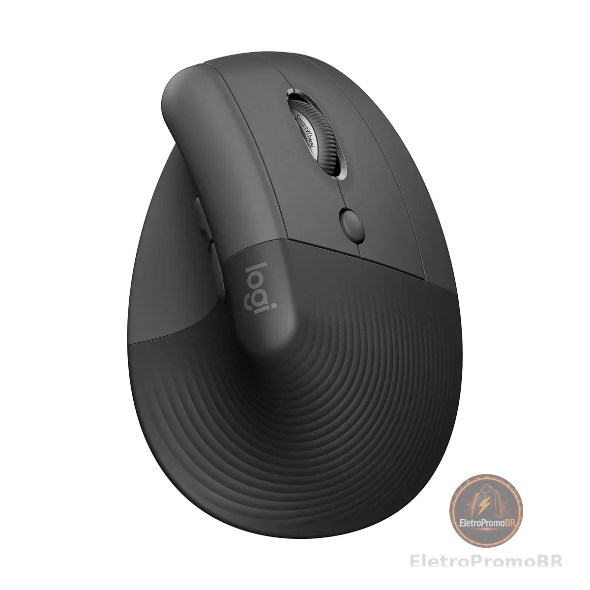 Mouse Sem Fio Logitech Lift Vertical com Design Ergonômico para Redução de Tensão Muscular, Cliques Silenciosos, Conexão Bluetooth ou USB Logi Bolt, Compatível com Windows/macOS/iPadOS - Grafite