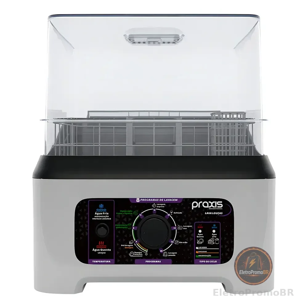 Lava Louças Portátil Praxis 8 Programas 3l Capacidade Cor Branco 127v