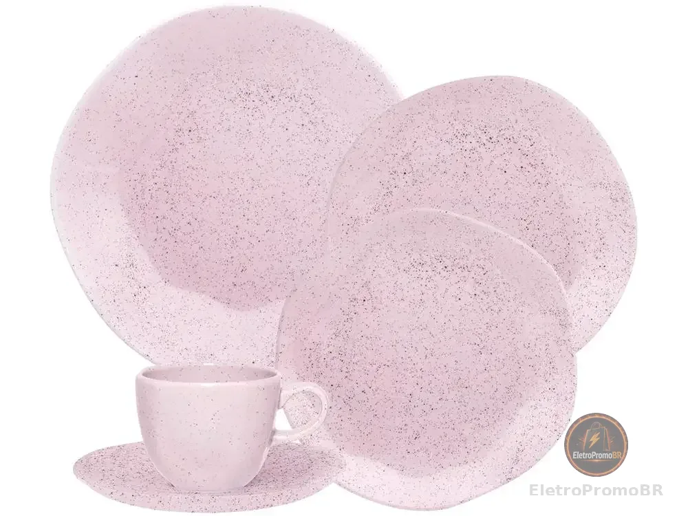 Aparelho de Jantar Chá 20 Peças Oxford Redondo Cerâmica Rosa Pink Sand - AliExpress 15