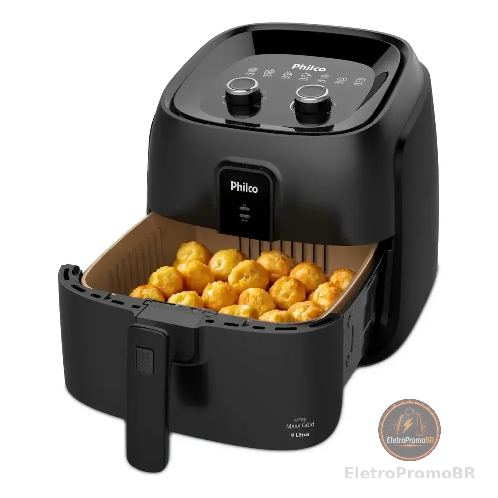 Fritadeira Ar Philco 9l 2000w Cesto Quadrado Paf90b Preto 127v
