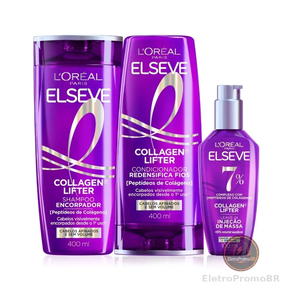 Kit Shampoo, Condicionador e Sérum L'Oréal Paris Elseve Colágeno