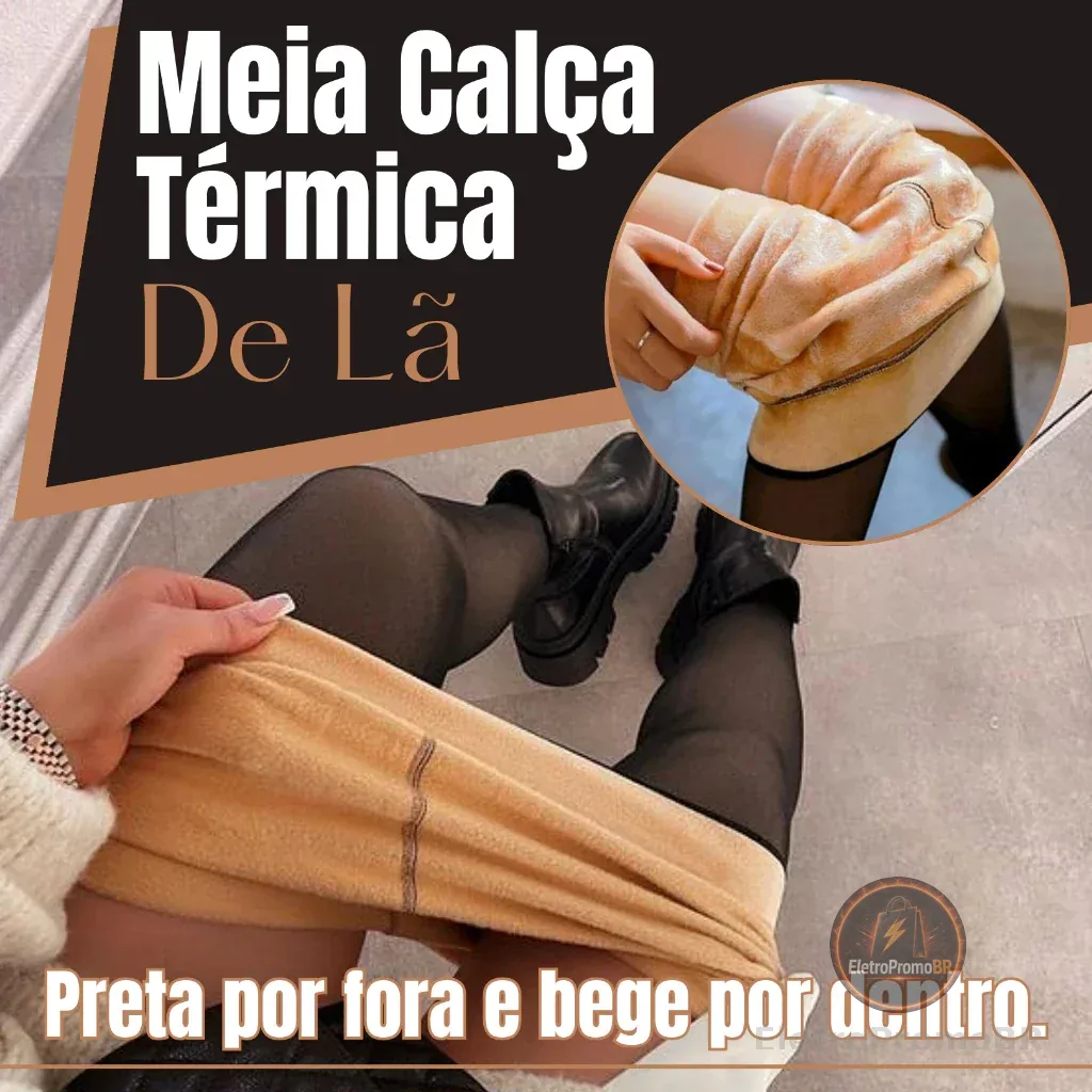 Meia-Calça Térmica Translúcida, Forrada com Pelúcia - P/M/G/GG/GGG