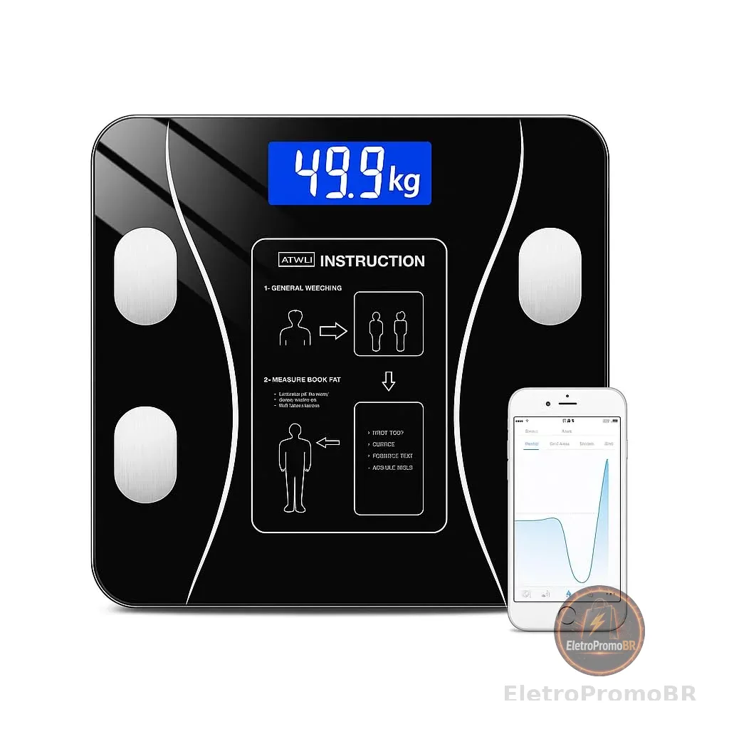 Balança Corporal Bioimpedância Profissional Bluetooth