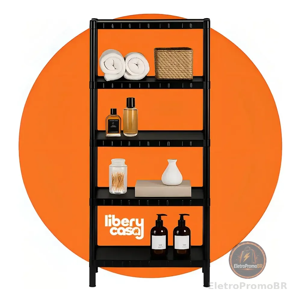 Estante De Plástico Modular 5 Andares Resistente Libery Casa Preto