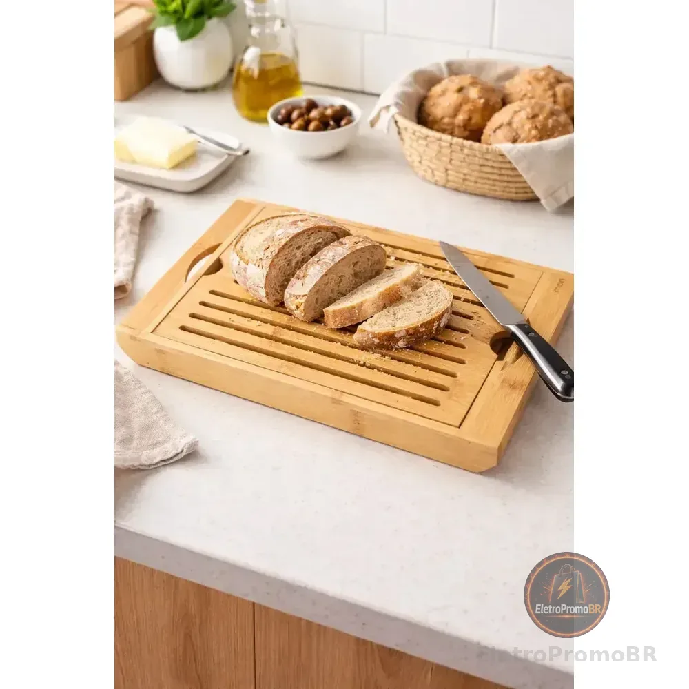Tábua Migalheira Para Pães E Bolos Café Da Manhã Mesa Posta Tabua De Corte Para Pães E Bolos Bambu Organiza E Decora Bandeja Para Cortar Pão Bolo Pratica E Moderna Madeira