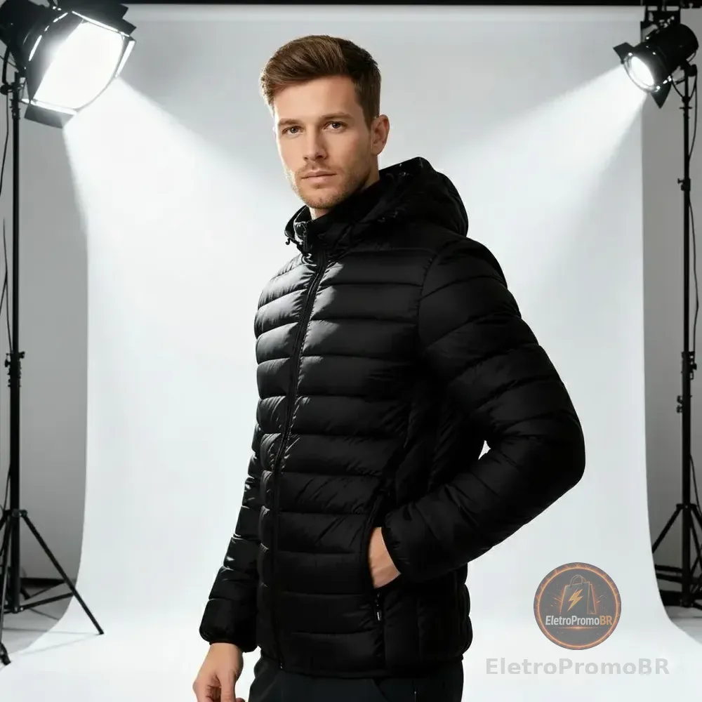 Jaqueta Puffer Masculina Corta Vento Bobojaco Blusa De Frio Preto M Lisa