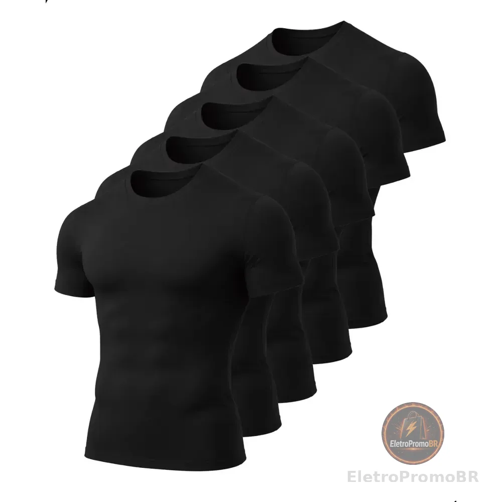 Kit 5 Camisetas Tech Dry Fit  Moda Veronz Preto M