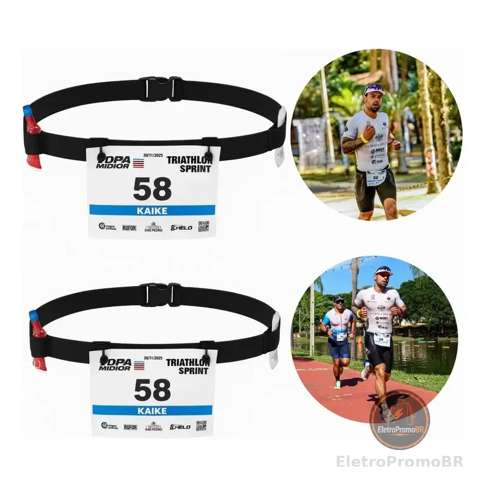 Kit com 2 Cintos Porta Número Corrida Triathlon
