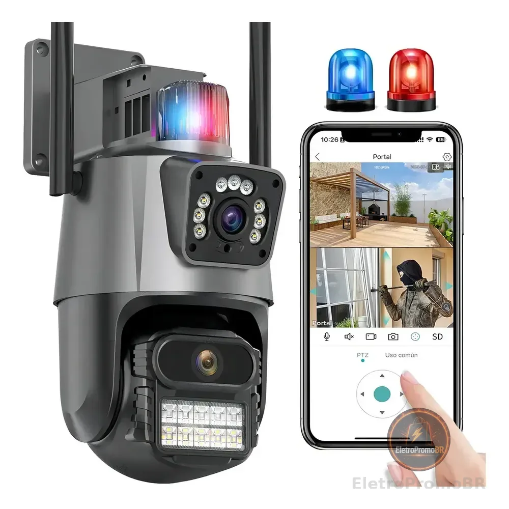 Câmera De Segurança Anberx P10q Wireless 8mp Ptz Ip66 Wi-fi Visão Noturna Preto