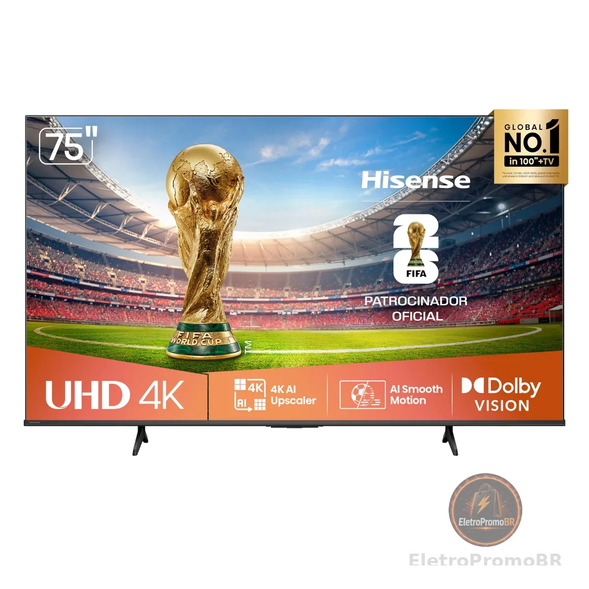 Hisense Smart TV 4K 75" Polegadas 75A6NV com Dolby Vision, HDR10, HLG, DTS Virtual X, Compatibilidade Alexa e Google Home