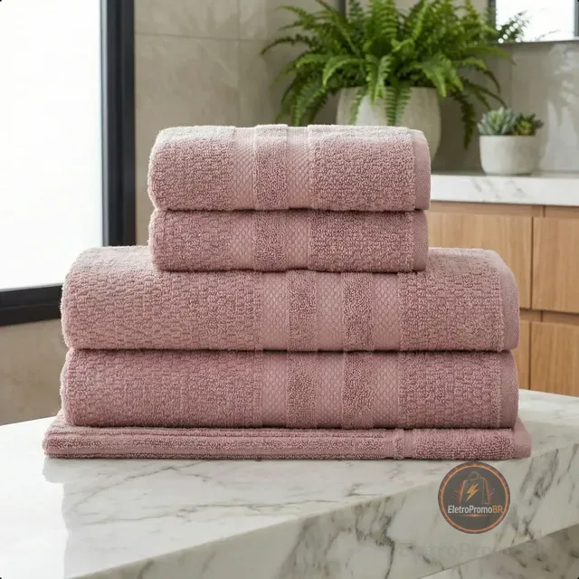 Jogo 5 Toalha Banho Buddemeyer Vanilla Extra Soft Conforto