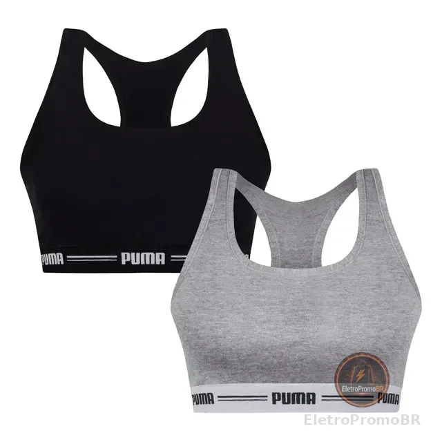 Kit 2 Top Academia Puma Treino Fitness Esportivo Algodão