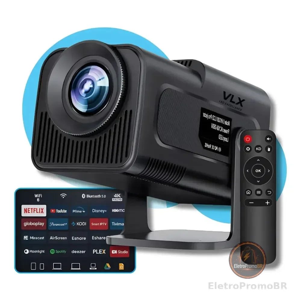 Projetor 4k Ultra Hd Hy320 Smart Wi-fi 6 Bluetooth Android Cor Preto 127/220v