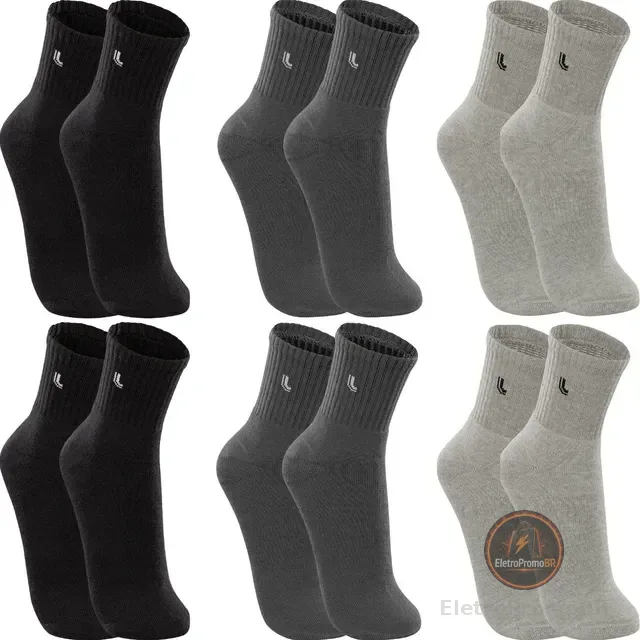 Kit 6 Pares Meias Lupo Cano Médio Esportivas Academia