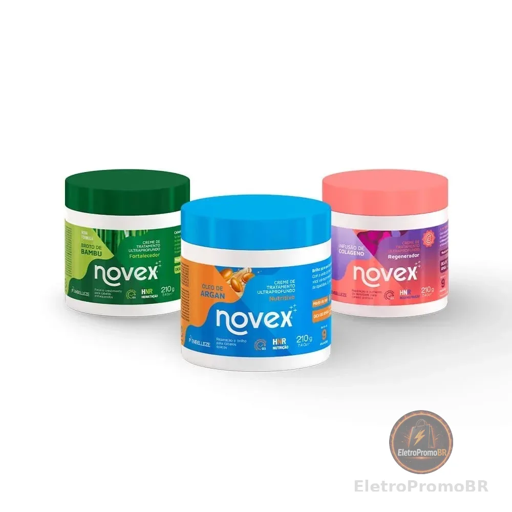 Kit Cronograma Capilar Novex Mini - Bambu + Argan + Colágeno 210G