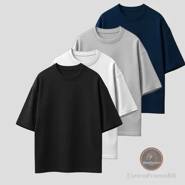 Kit 4 Camiseta Camisa Oversized Masculina Básica Fafenix