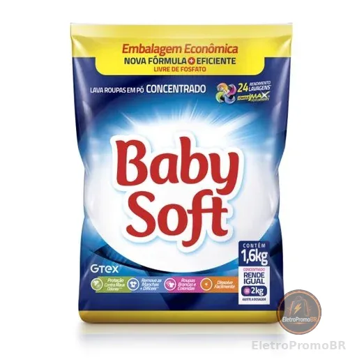 Lava Roupas Pó Baby Soft Concentrado 1,6KG