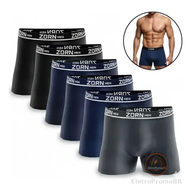 Kit 10 Cuecas Boxer Box Masculina Preta Microfibra Original
