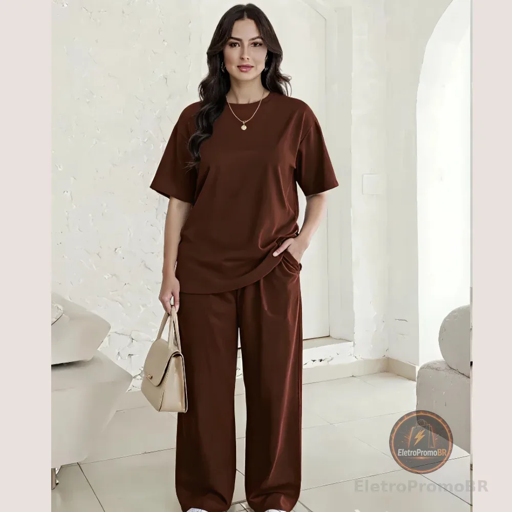 Conjunto Blusa feminina over e Calça Pantalona