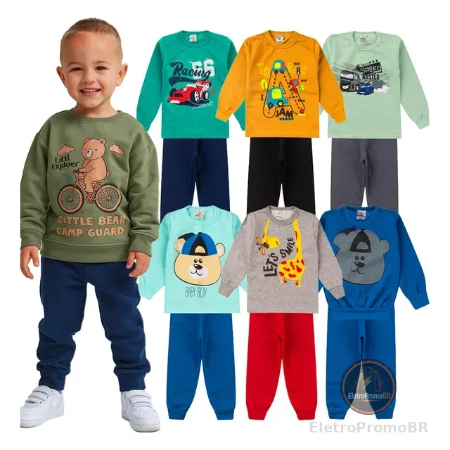 Kit 6 Peças Inverno Meninos Infantil  Conjunto Com Desconto