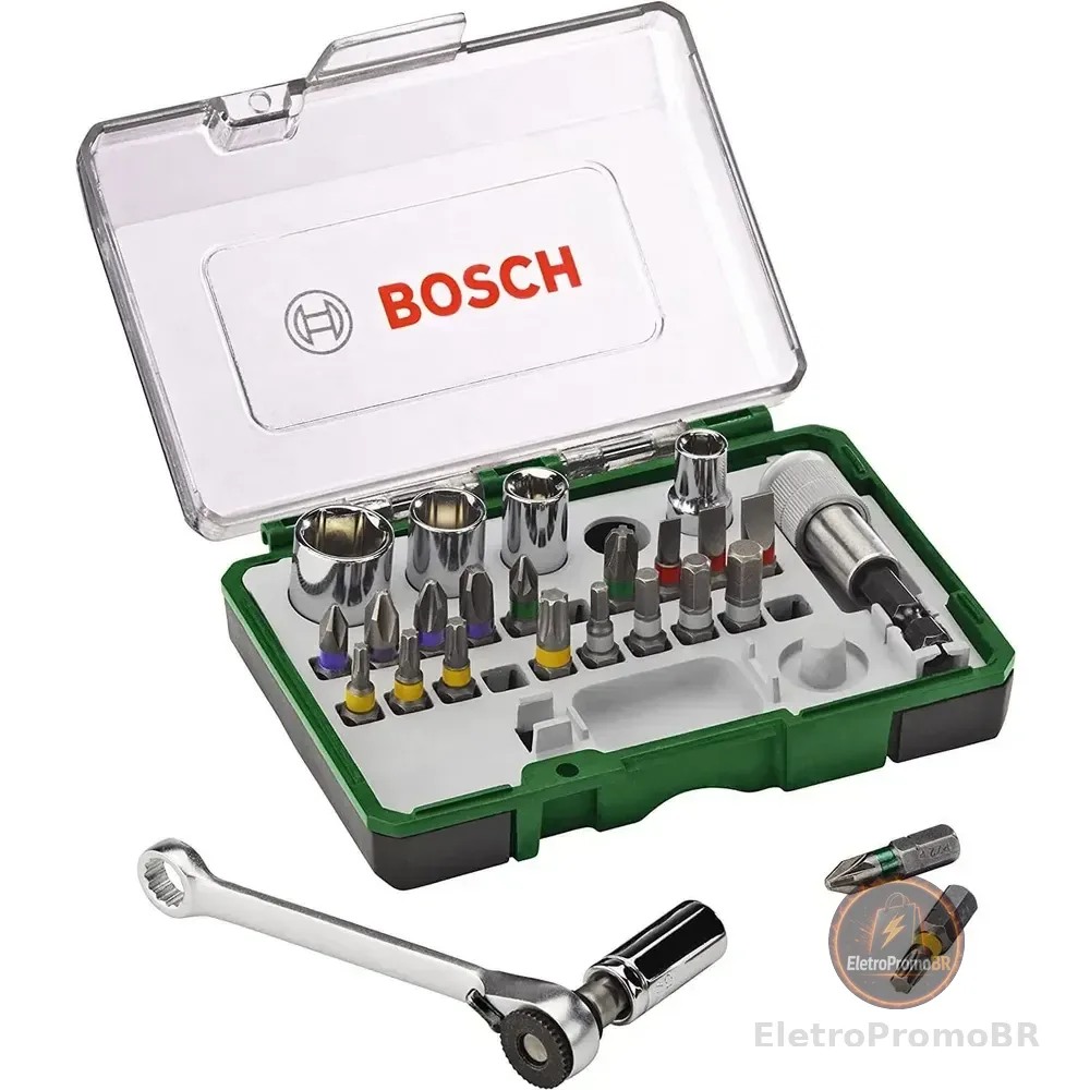 Jogo De Bits E Soquetes Extra Hard Com 27 Peças Bosch - 2607