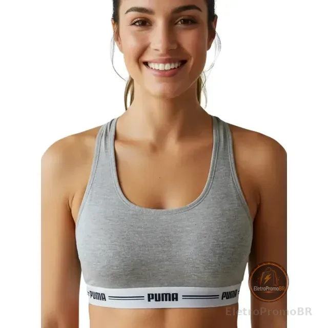 Top Puma Nadador Feminino Sem Bojo Algodão Fitness Academia