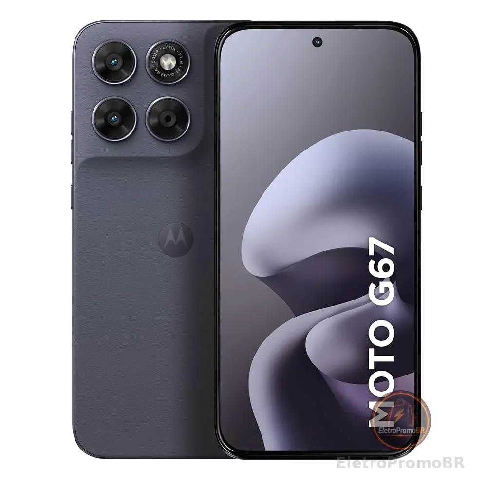 Smartphone Motorola Moto G67 5G - 256GB 12GB (4GB RAM + 8GB RAM Boost) camera 50MP Sony Lytia 600, tela 1.5K extreme Amoled 120hz, ultrarresistente - Chumbo